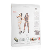 Zwarte jarretel catsuit - strikjes motief - PlayForFun