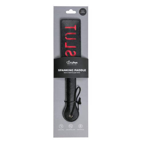 Zwarte leren paddle - Slut - PlayForFun Zwarte leren paddle - Slut - PlayForFun