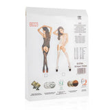 Zwarte netstof catsuit met open decolleté - PlayForFun