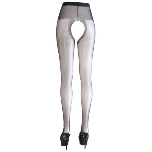 Zwarte Panty met open kruis - PlayForFun