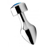 Aluminum Buttplug Met Blauw Kristal - Groot - PlayForFun