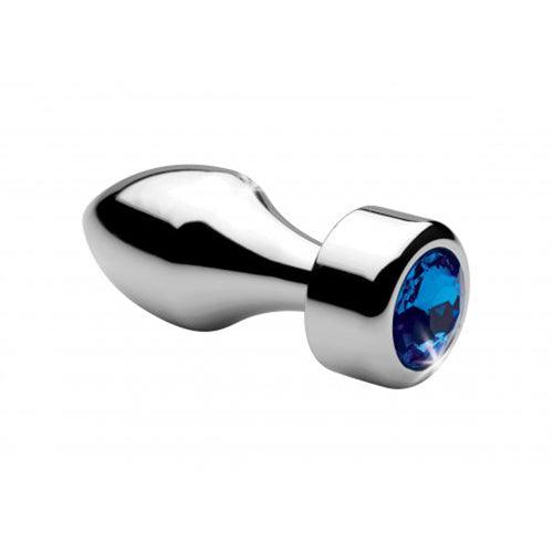 Aluminum Buttplug Met Blauw Kristal - Klein - PlayForFun