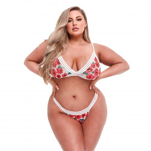 Baci - White Floral & Lace 2-delige BH Set - Curvy - PlayForFun