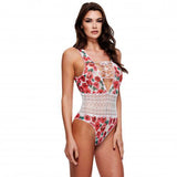 Baci - White Floral & Lace Body Met Sexy Rijgveter - PlayForFun