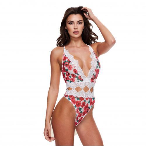 Baci - White Floral & Lace Stringbody - PlayForFun