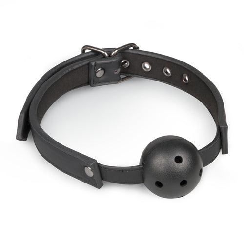 Ball gag met PVC bal - zwart - PlayForFun