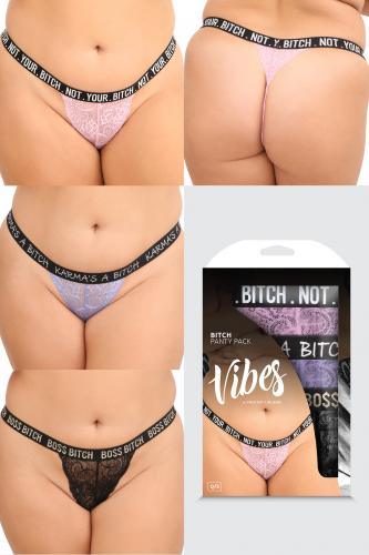 Bitch 3-Pack Strings - Curvy - PlayForFun