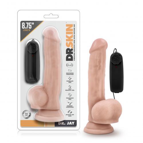 Dr. Skin - Dr. Jay Vibrator Met Zuignap 22 cm - Beige - PlayForFun