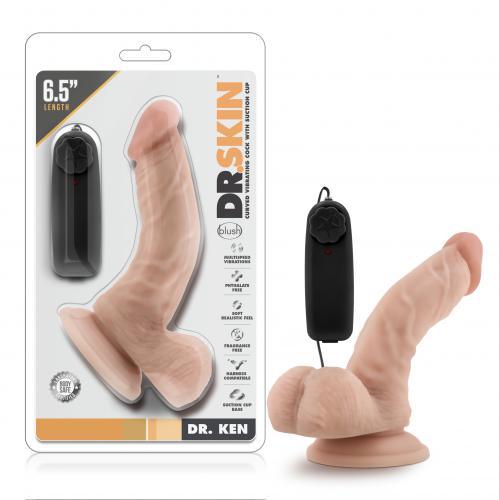 Dr. Skin - Dr. Ken Vibrator Met Zuignap 16.5 cm - Vanilla - PlayForFun