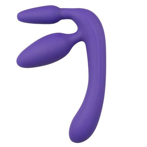 Drie Dubbele Voorbind Dildo - Paars - PlayForFun