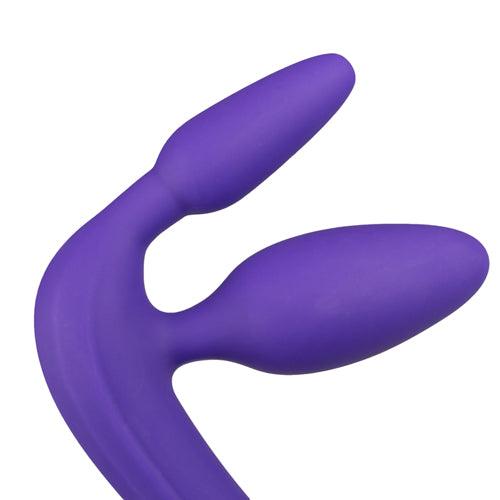 Drie Dubbele Voorbind Dildo - Paars - PlayForFun