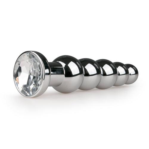 Dunne Geribbelde Buttplug Met Transparant Kristal - PlayForFun