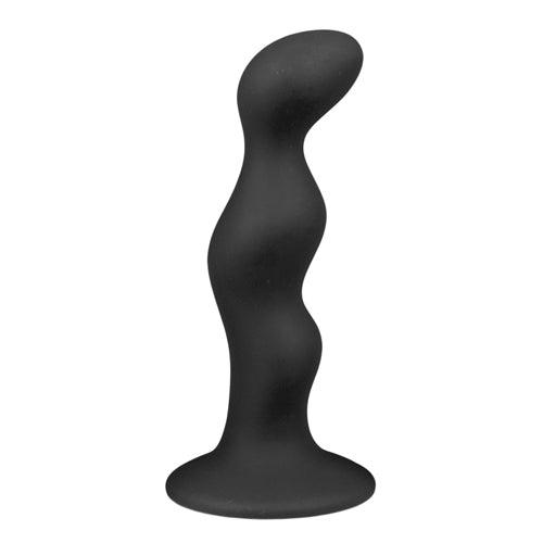 Geribbelde zwarte siliconen dildo - PlayForFun