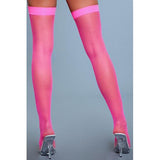 Hoge Nylon Visnetkousen - Neon Roze - PlayForFun