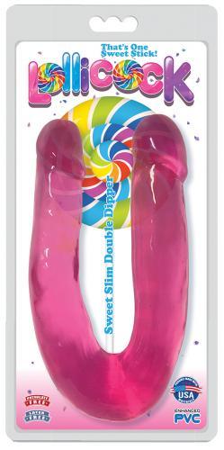 Lollicock - Sweet Slim Double Dipper Dildo - Cherry Ice - 33 cm - PlayForFun