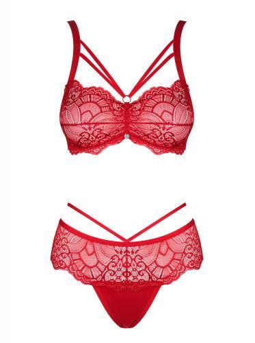 Loventy 2-delige Kanten BH Set - Rood - PlayForFun