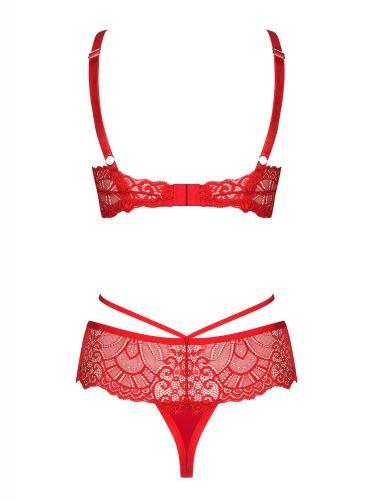 Loventy 2-delige Kanten BH Set - Rood - PlayForFun