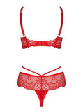 Loventy 2-delige Kanten BH Set - Rood - PlayForFun