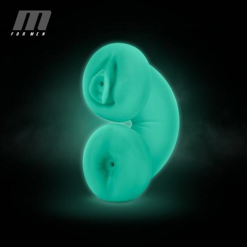 M for Men - Soft and Wet Double Trouble Masturbator Glow in the Dark - PlayForFun