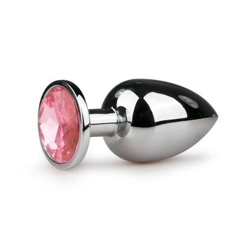 Metalen buttplug met roze steen - PlayForFun