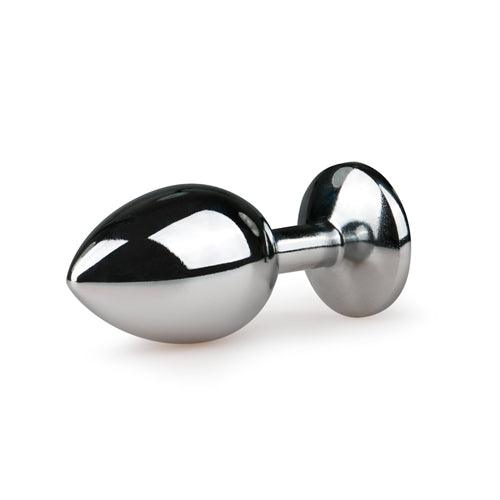 Metalen buttplug met transparante diamant - zilverkleurig - PlayForFun