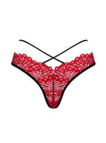 Mettia Sexy Kanten String - Zwart/Rood - PlayForFun