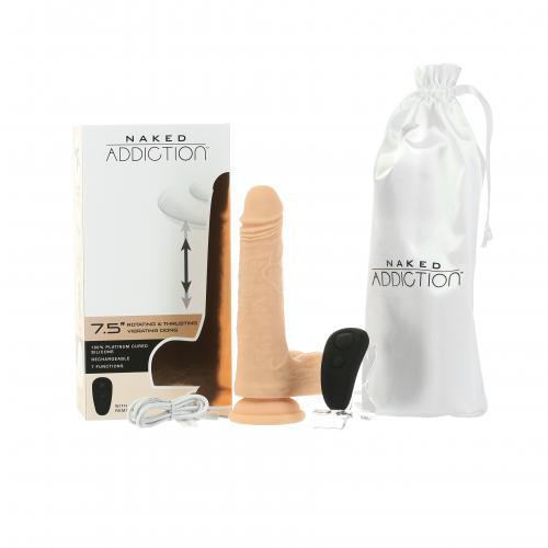 Naked Addiction - Realistische Roterende En Stotende Dildo Met Afstandsbediening - 19 cm - PlayForFun