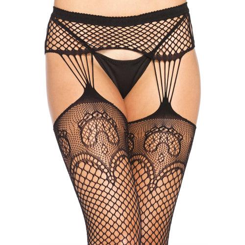 Netstof Panty Met Jarretel Look - Zwart - PlayForFun