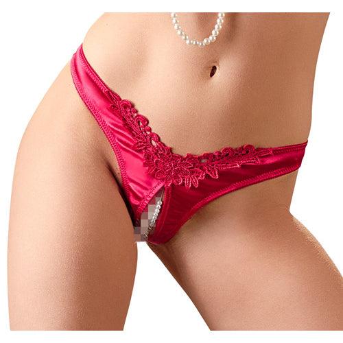 Open Kruis String Met Parels - Rood - PlayForFun