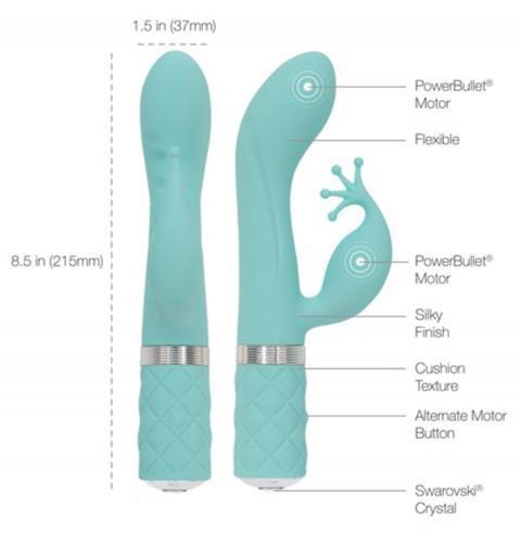 Pillow Talk - Kinky Rabbit & G-Spot Vibrator - Teal - PlayForFun