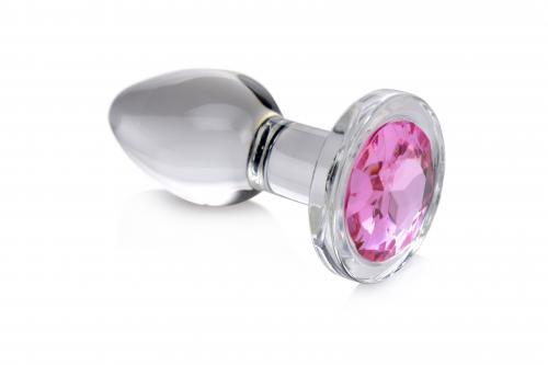 Pink Gem Anaalplug Van Glas Met Steentje - Large - PlayForFun