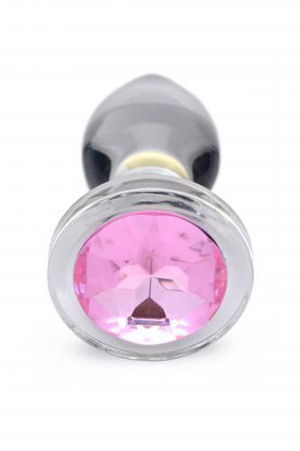 Pink Gem Anaalplug Van Glas Met Steentje - Large - PlayForFun