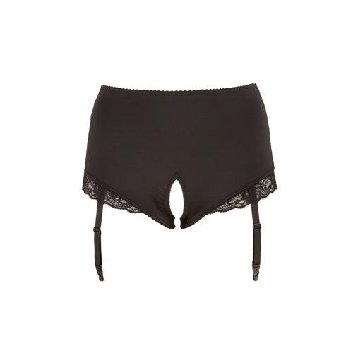 Plus Size Hoge Jarretelslip Met Open Kruis - PlayForFun