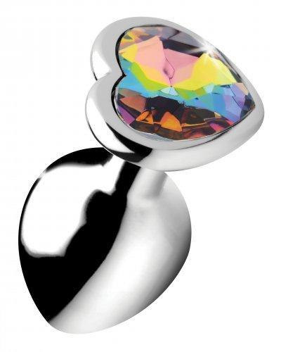 Rainbow Heart Buttplug - Middel - PlayForFun