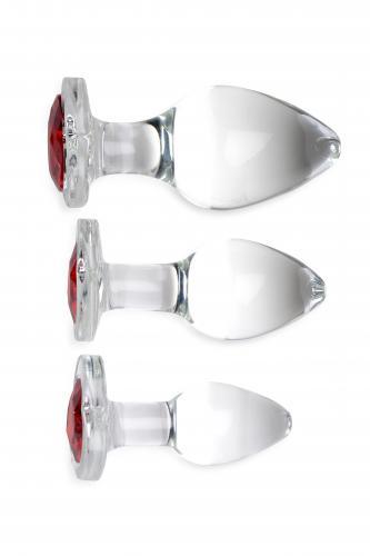 Red Heart Gem Anaalplug Set Van Glas - PlayForFun