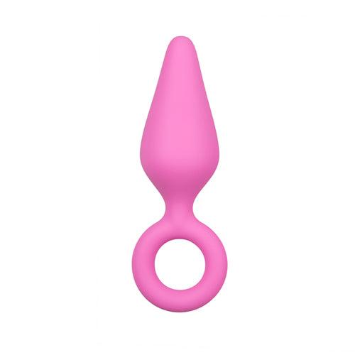 Roze buttplugs met trekring - setje - PlayForFun