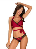 Sensuelia 2-Delige Lingerie Set Met Wikkeltop - Rood - PlayForFun