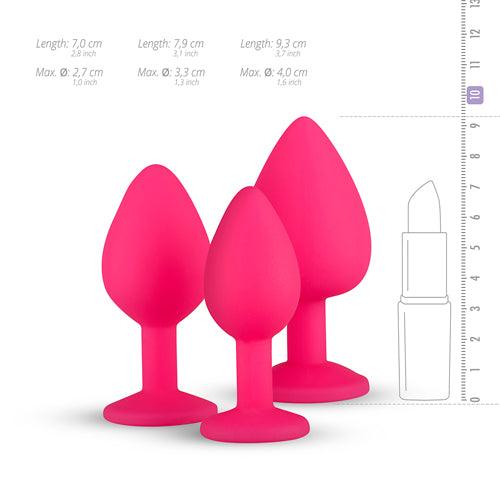 Siliconen Buttplug Met Diamant - Roze - PlayForFun