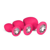 Siliconen Buttplug Met Diamant - Roze - PlayForFun