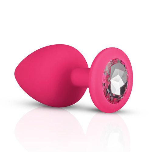 Siliconen Buttplug Met Diamant - Roze - PlayForFun