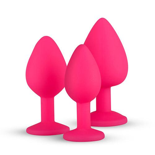 Siliconen Buttplug Met Diamant - Roze - PlayForFun