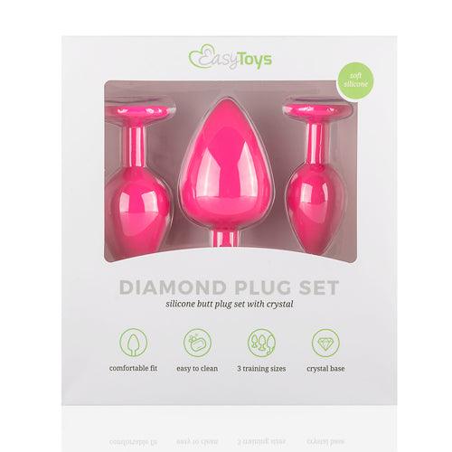 Siliconen Buttplug Met Diamant - Roze - PlayForFun