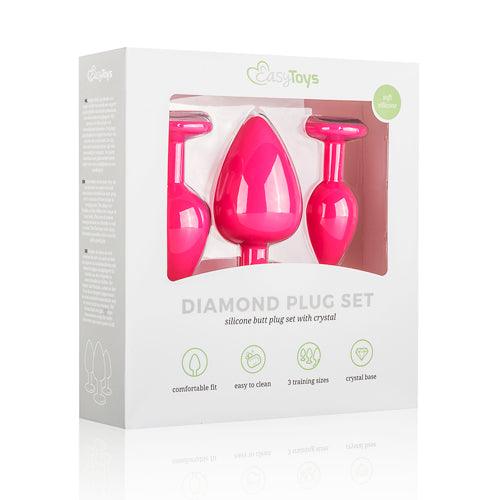 Siliconen Buttplug Met Diamant - Roze - PlayForFun