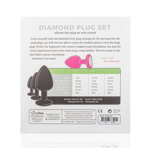 Siliconen Buttplug Met Diamant - Roze - PlayForFun