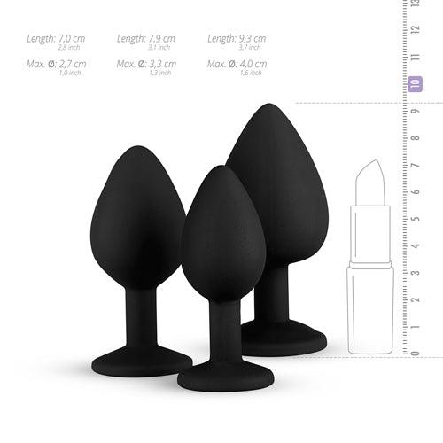 Siliconen Buttplug Met Diamant - Zwart - PlayForFun