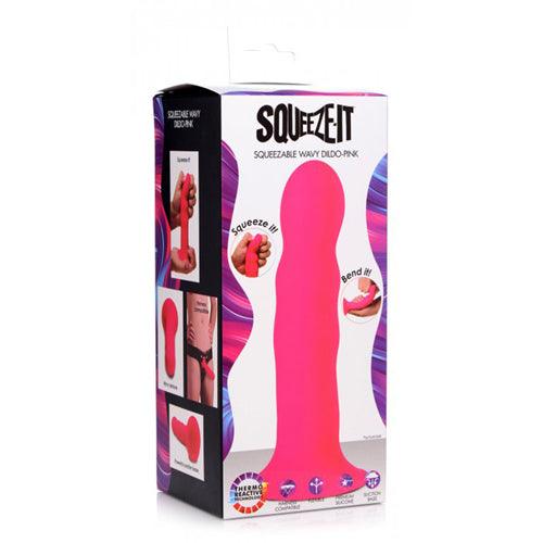 Squeeze-It Wavy Dildo - Roze - PlayForFun