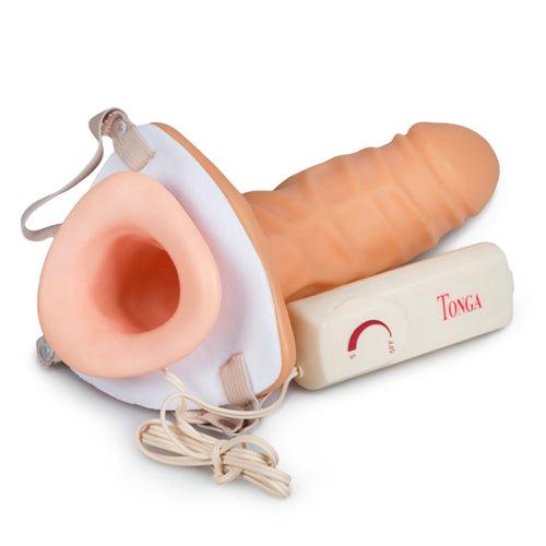 Strap-on Vibrerende Holle Penisverlenger - PlayForFun