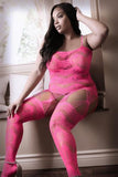 To The Moon Jarretel Catsuit - Neon Pink - PlayForFun