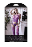 Transparante Jarretel Catsuit - Paars - PlayForFun