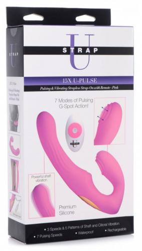 U-Pulse Siliconen Vibrerende Strapless Strap-On - Roze - PlayForFun